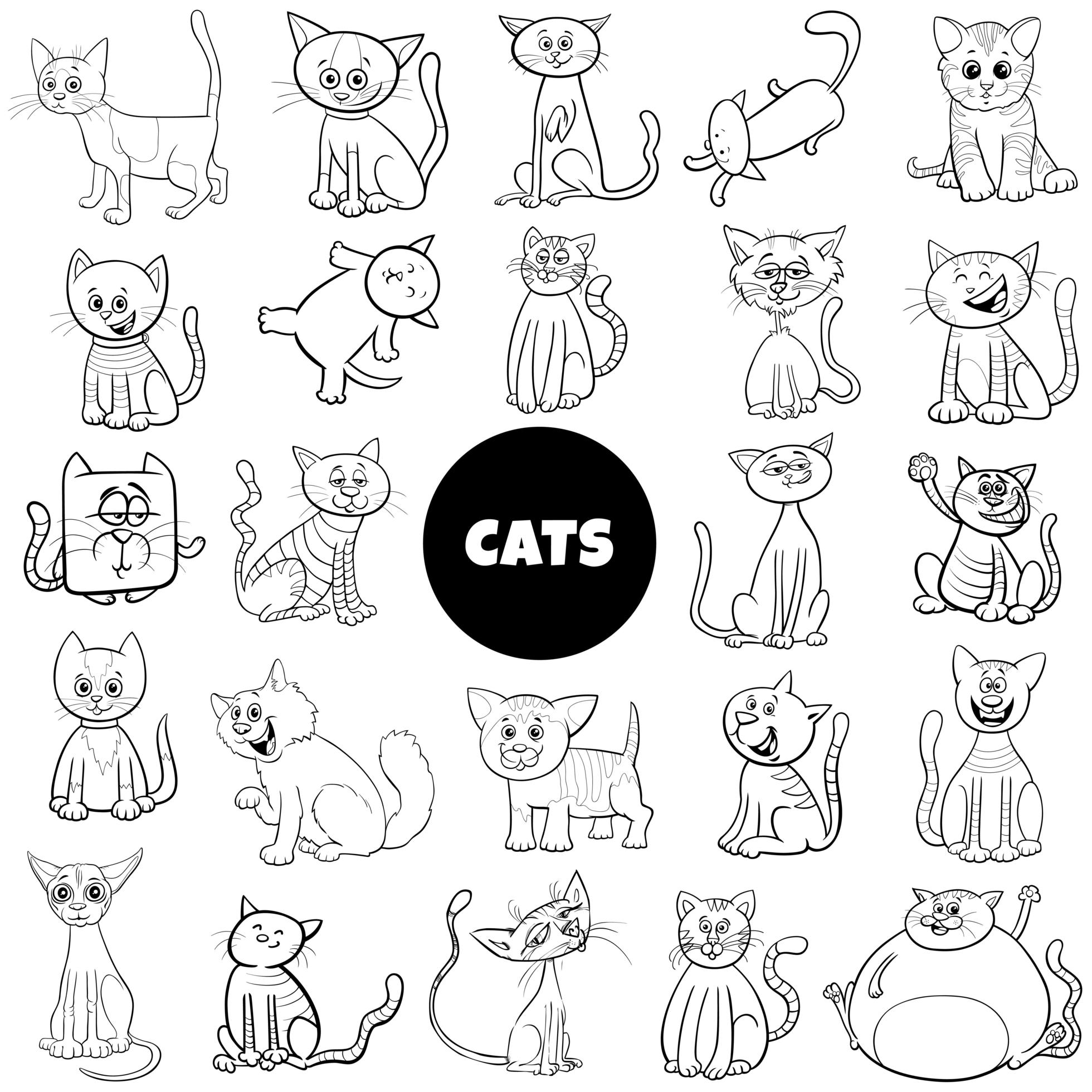Cartoon Cat Characters Large Set Color Book Page 1664251 Vector Art At Cartoon Cat Characters Large Set Color Book Page 1664251 Vector Art At