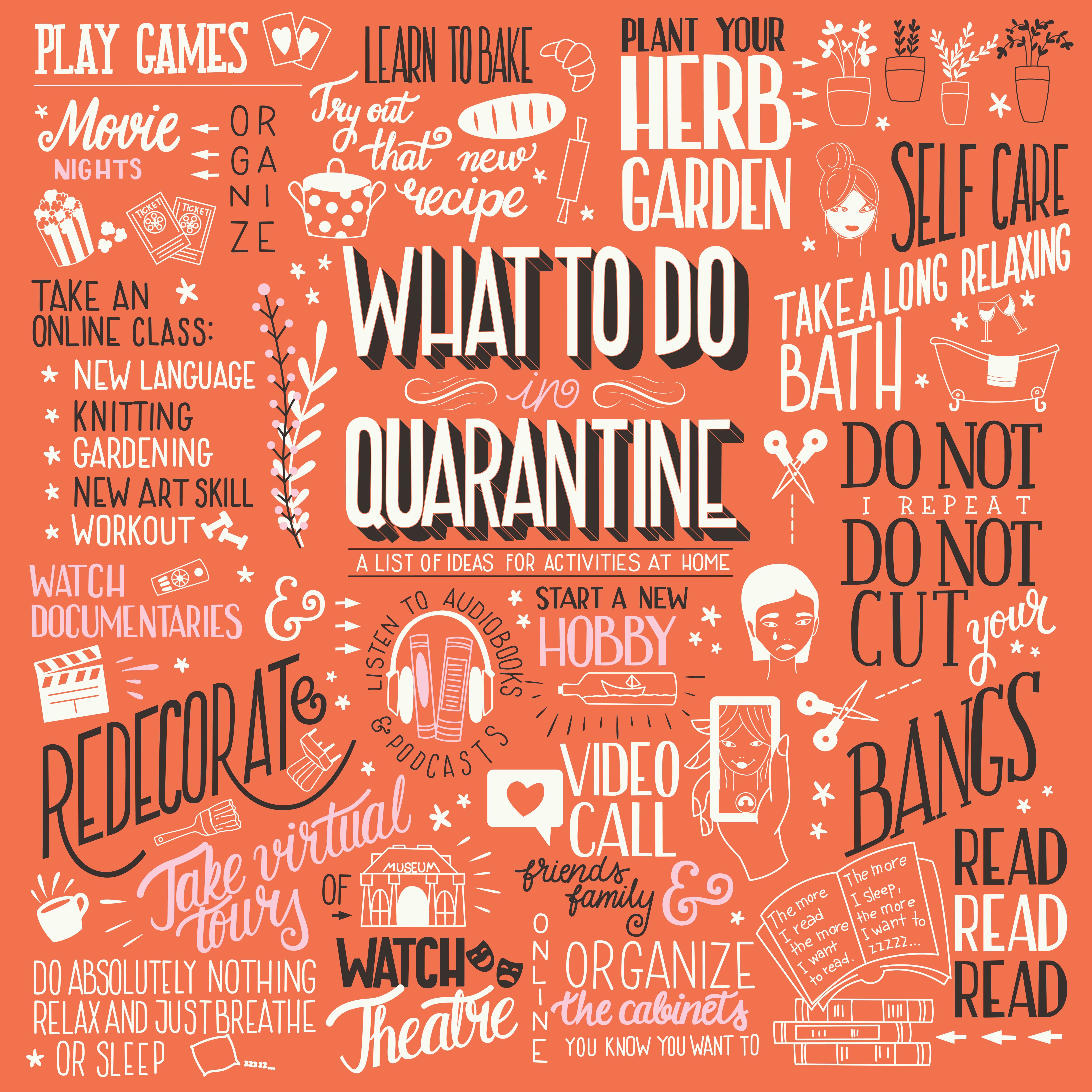 What to do in quarantine, typography poster design 1664267 Vector Art