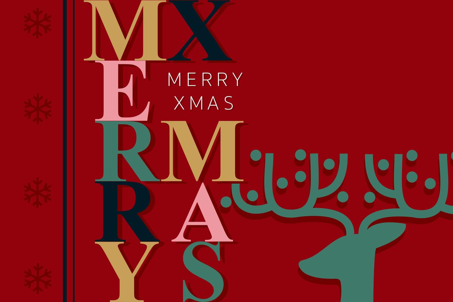 Red Merry Christmas greeting card vector