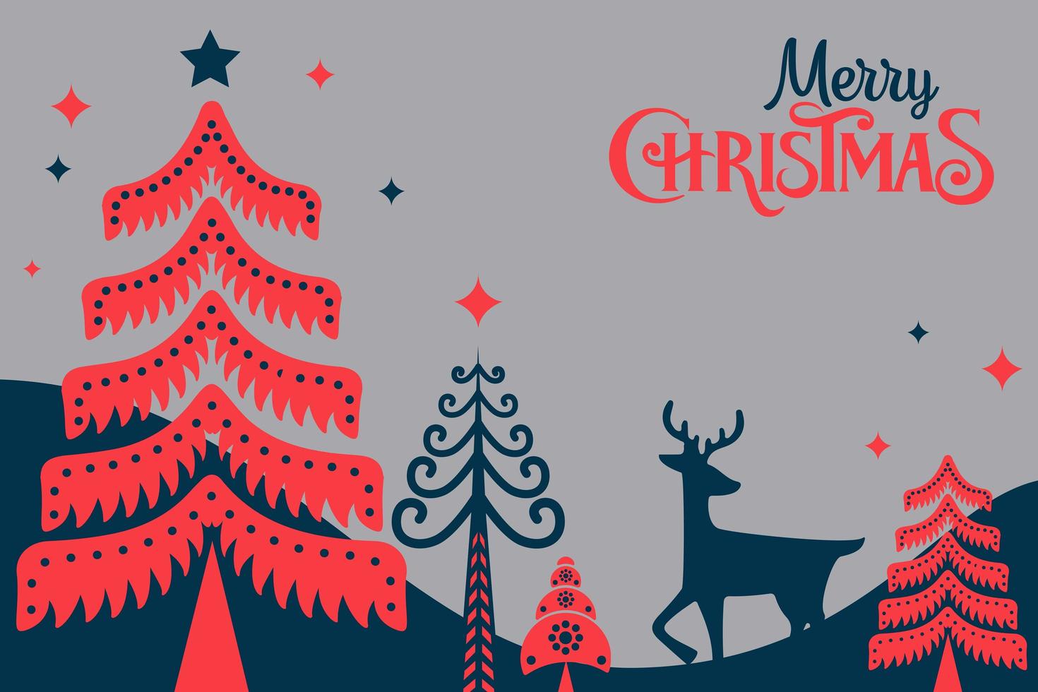 Merry Christmas retro folk pine tree web template vector