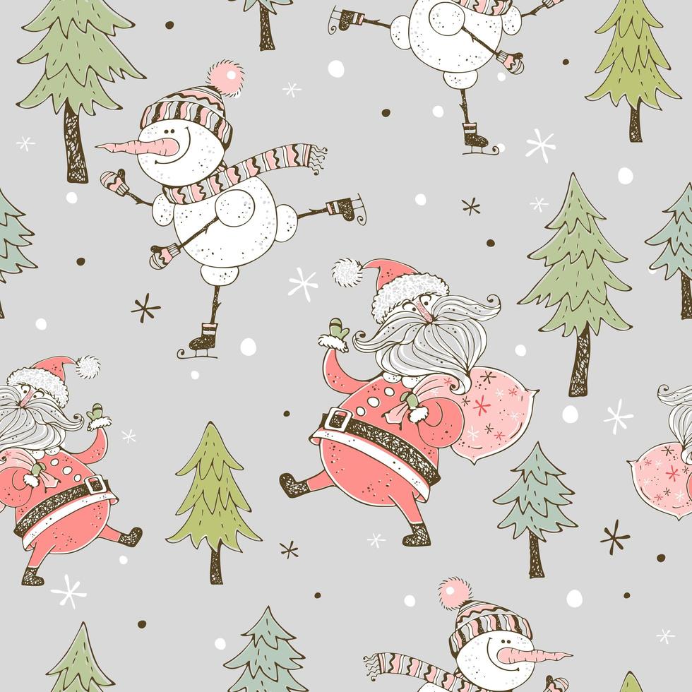 A cheery snowman ice skating. Christmas card vector