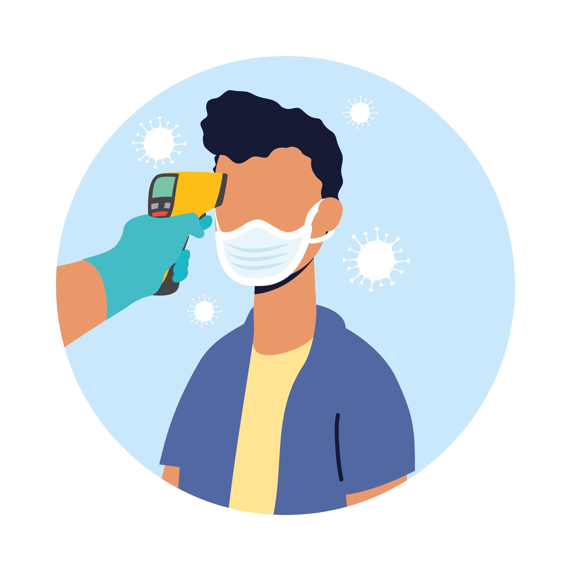 Temperature check with infrared thermometer 1664441 Vector Art at Vecteezy