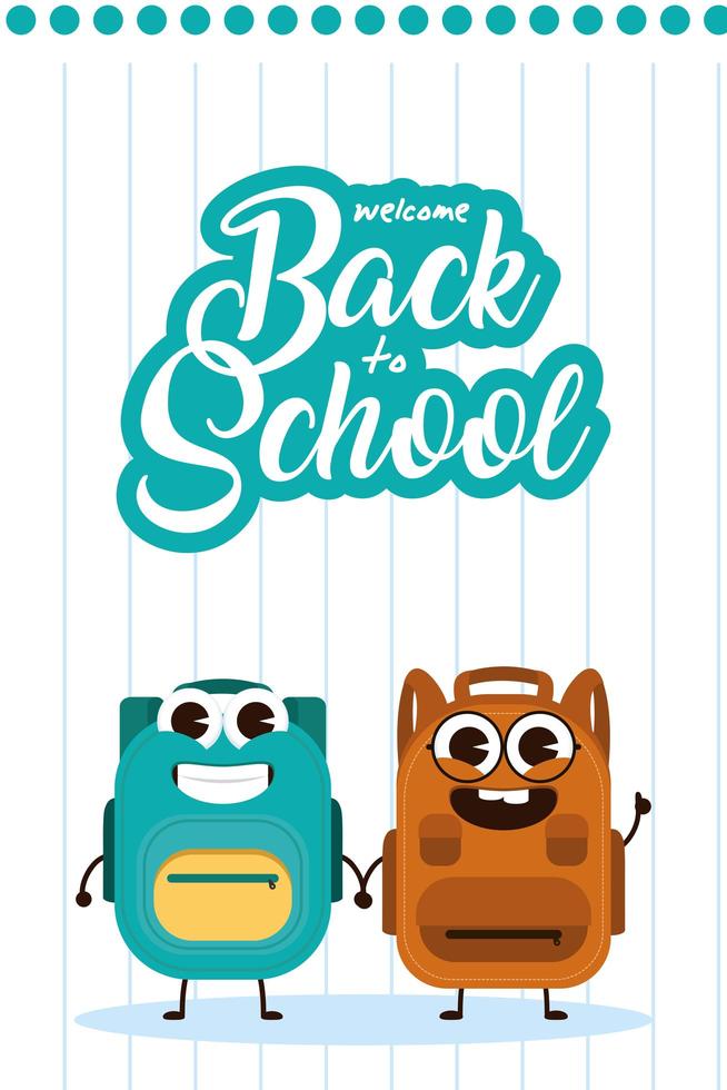 Kawaii school supplies characters for back to school vector