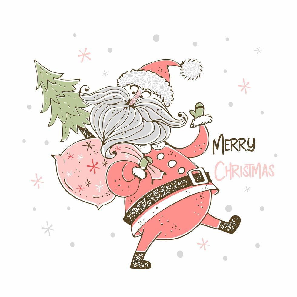 Christmas card with Santa Claus vector
