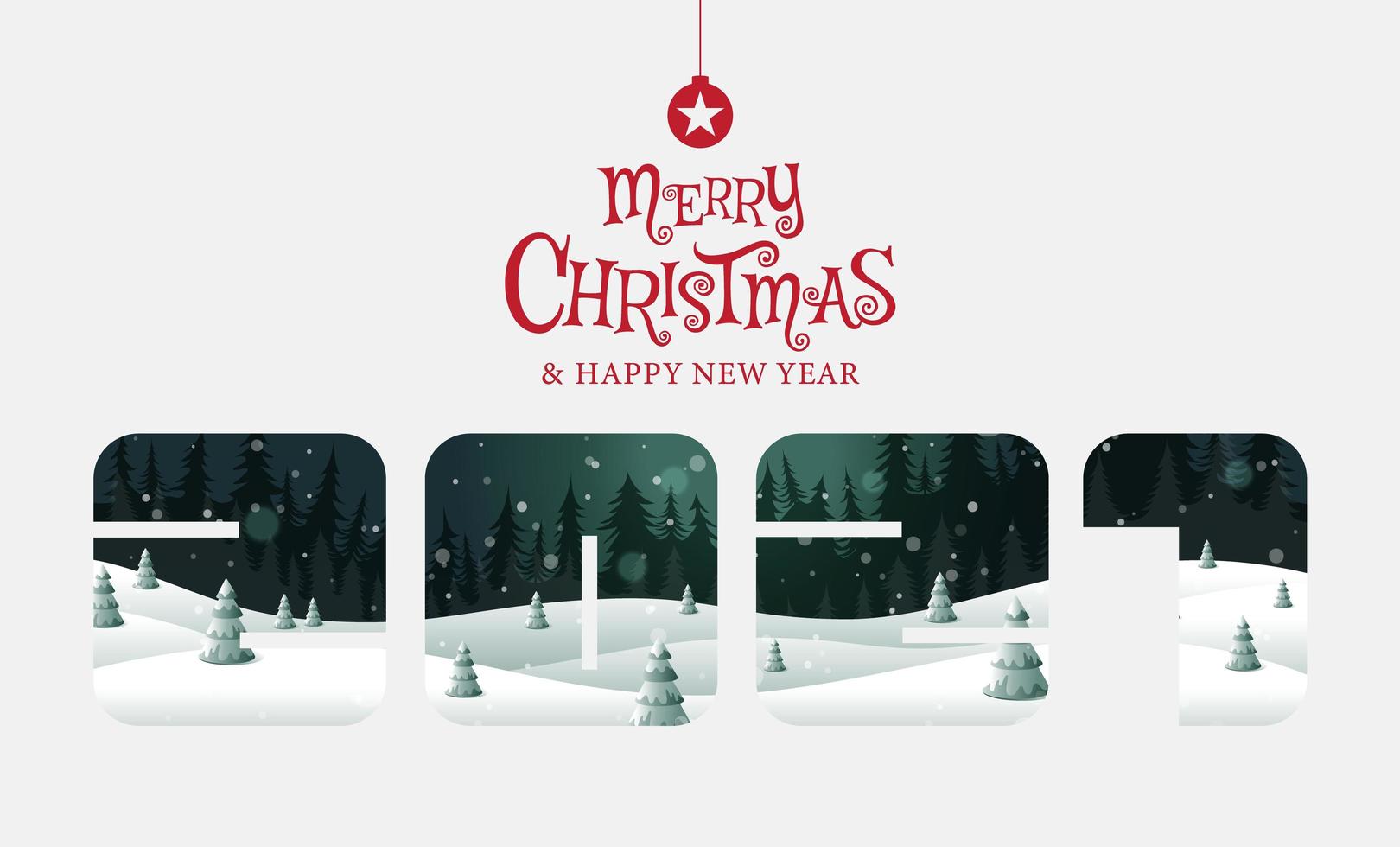 Merry Christmas, happy new year fantasy landscape vector