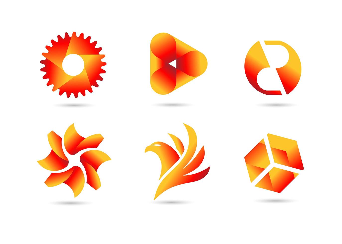 Various gold and red gradient logo collection vector