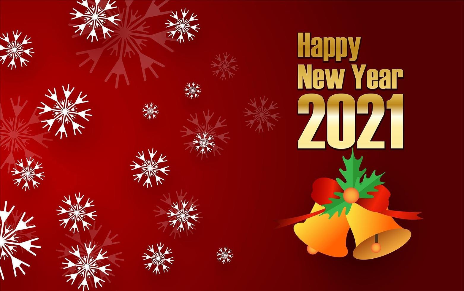 Happy New Year 2021 design with snowflakes vector