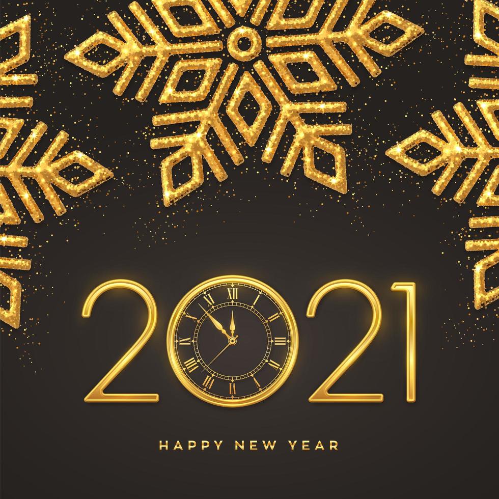 Happy New Year gold metallic numbers 2021 vector