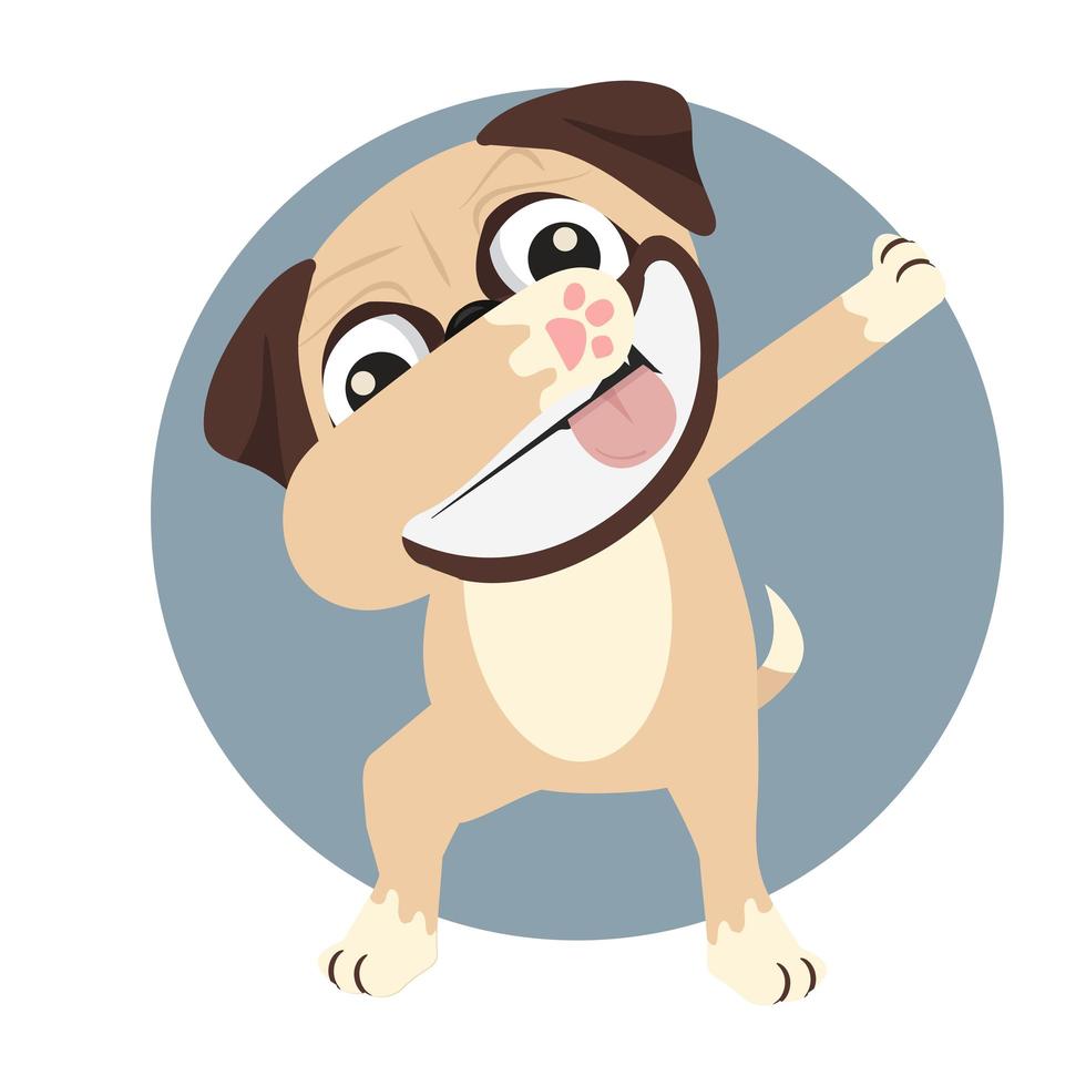 sonriente pug dabbing vector