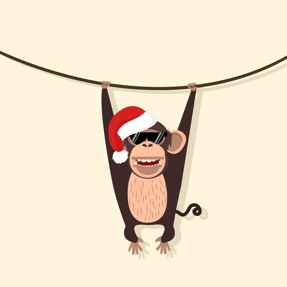 Monkey wearing Santa hat climbing the vine 1665840 Vector Art at Vecteezy