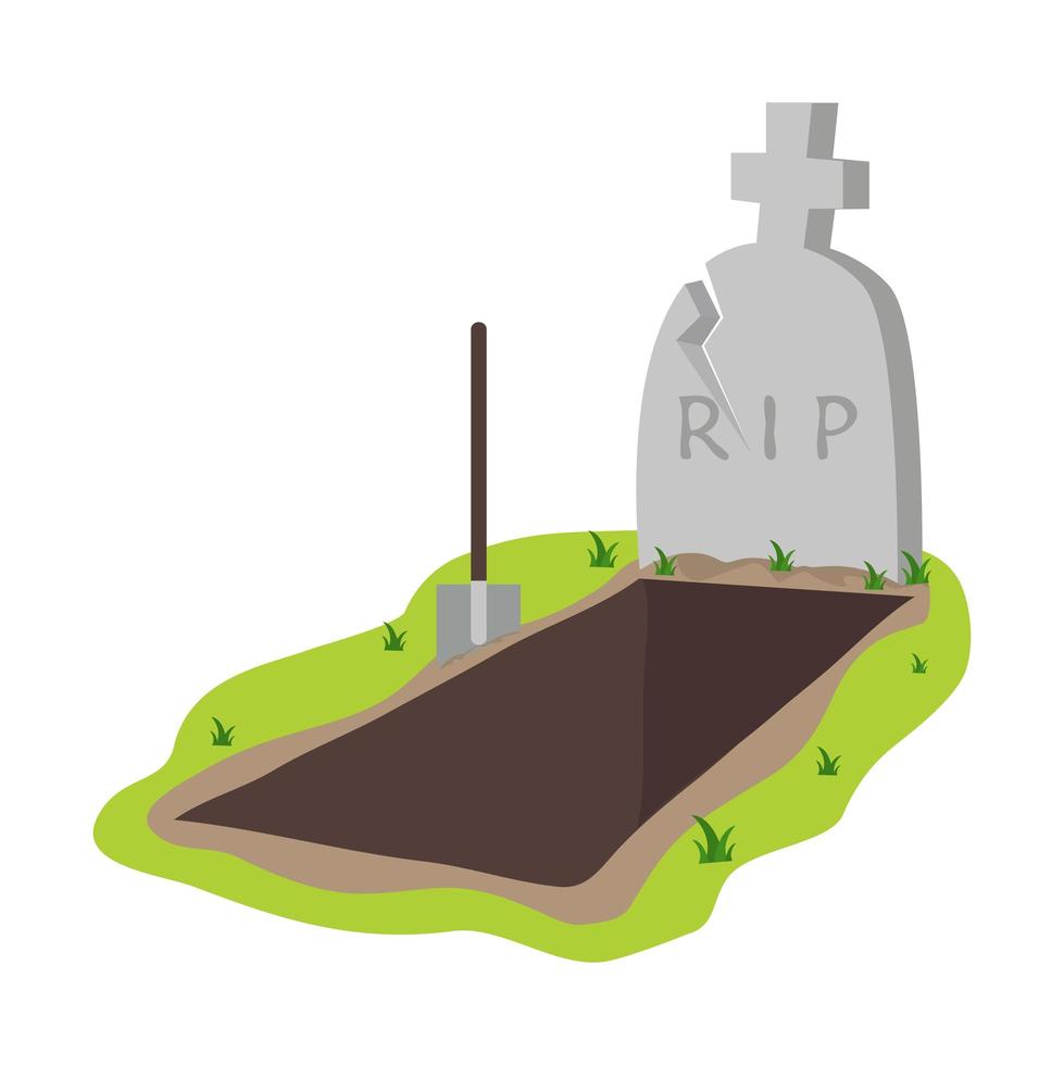 Open Grave and Headstone vector