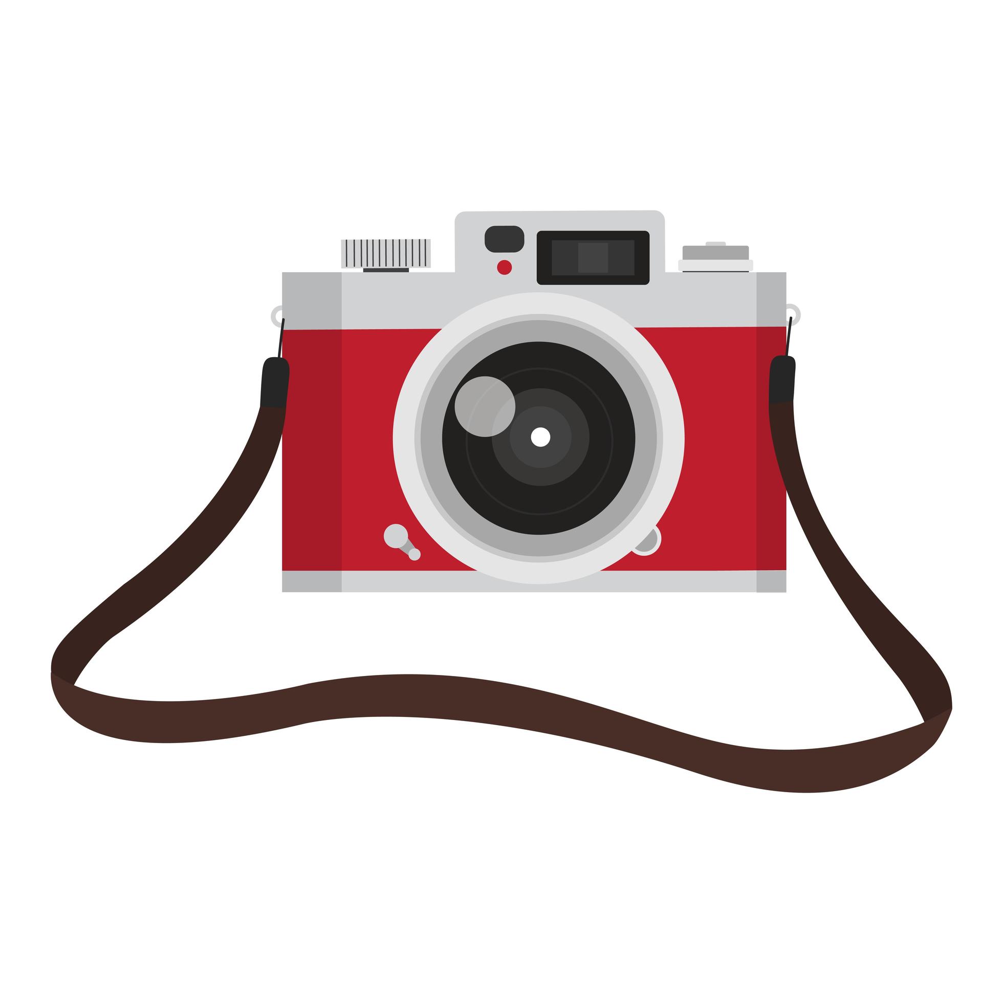 Red Vintage Camera With Camera Strap 1666115 Vector Art at Vecteezy