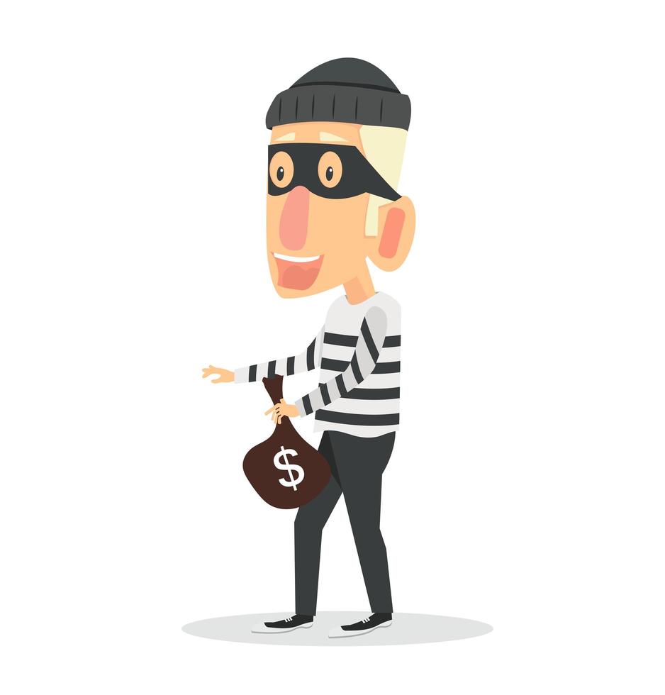 Thief  stealing with bag of money vector