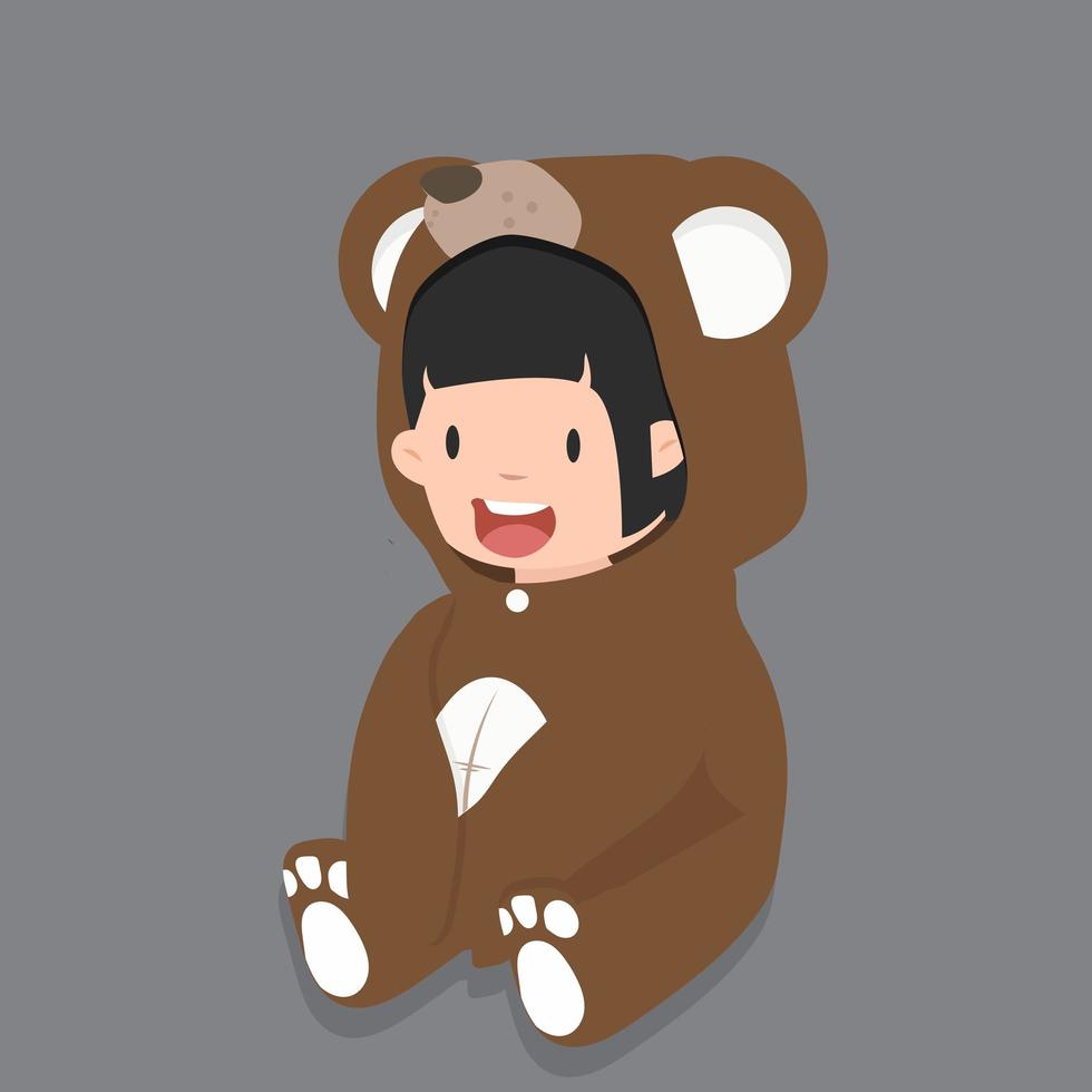 Girl Character in Bear Costume vector