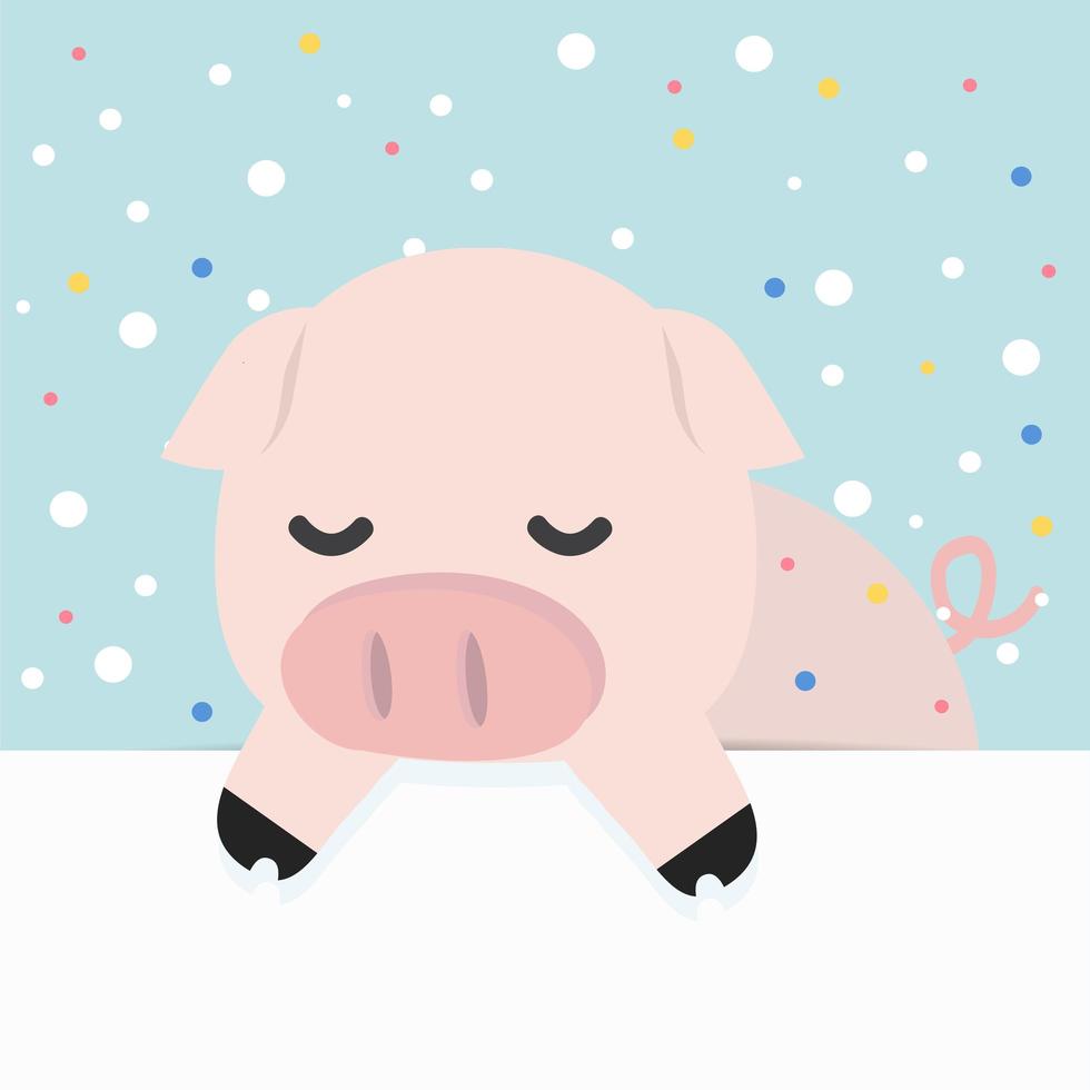 lindo cerdito sosteniendo tablero en blanco vacío vector