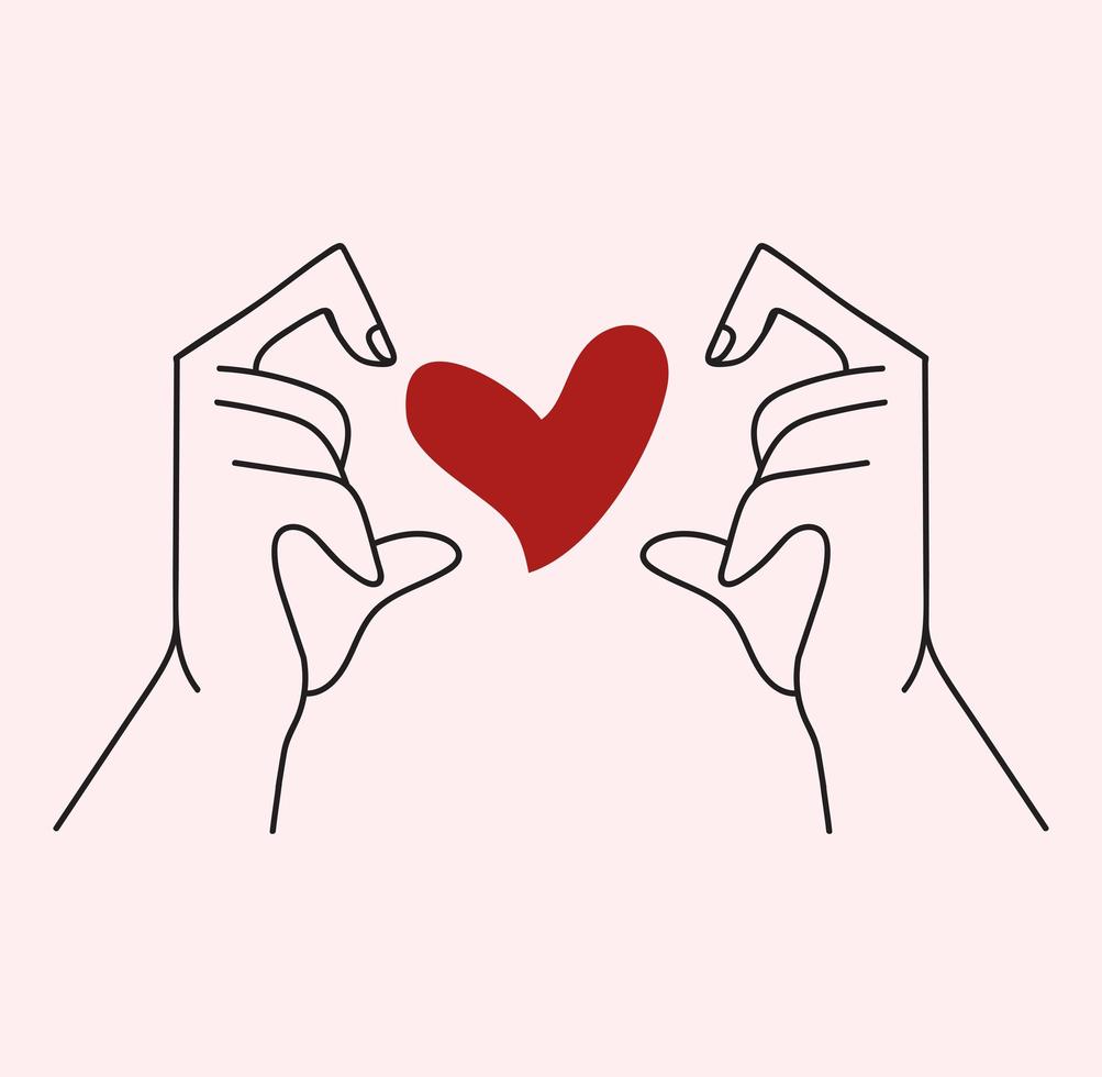 Hand making heart shape with heart vector