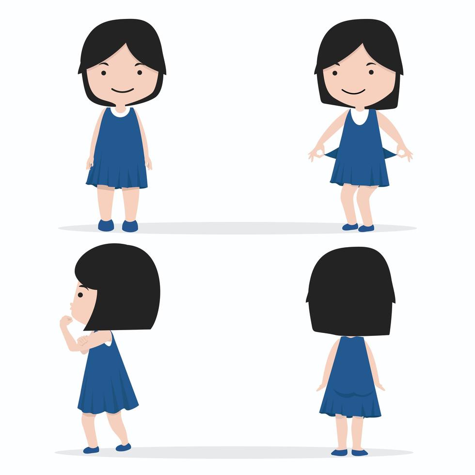 Little Girl Character Design Set vector