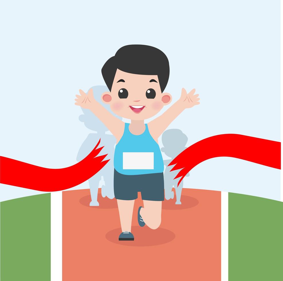 Boy Jogging in Marathon Race vector