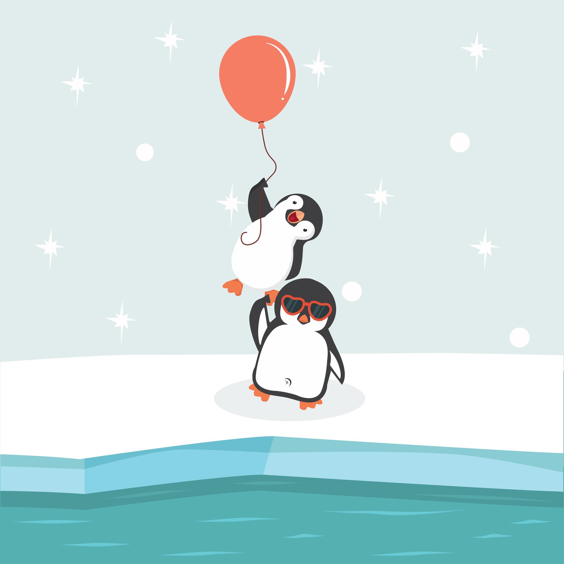 Penguins Holding Balloon 1666201 Vector Art at Vecteezy