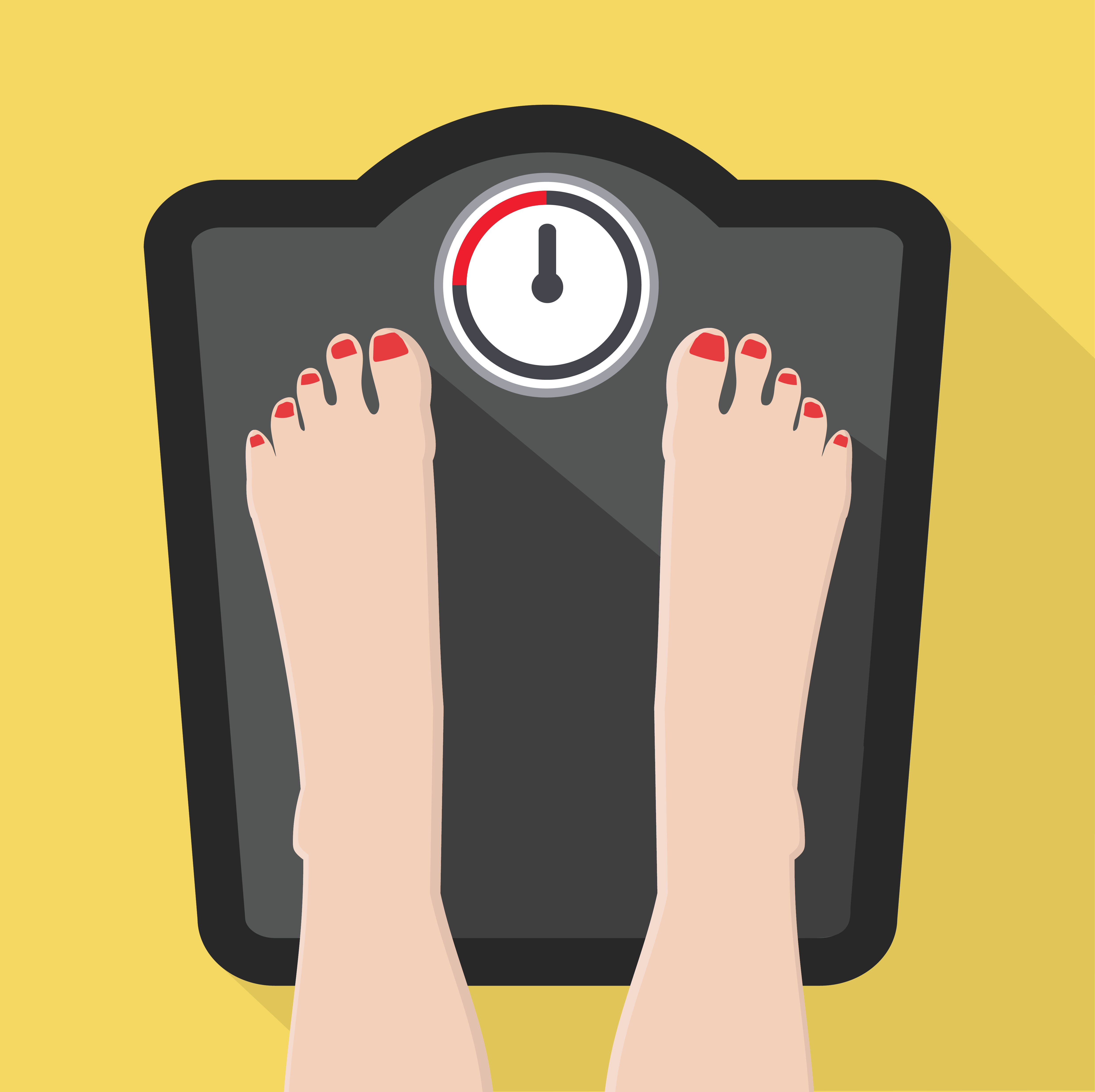 Side view of measuring tape and feet on weight scale . Weight loss concept.  21682030 Stock Photo at Vecteezy