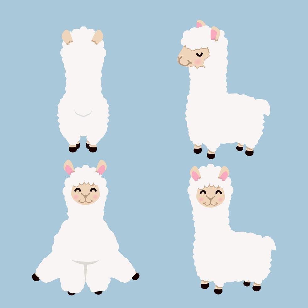 Cute llama alpaca collection vector