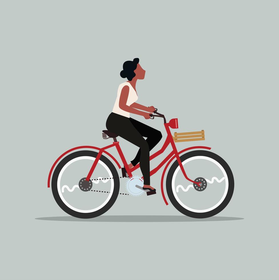 mujer en bicicleta vector