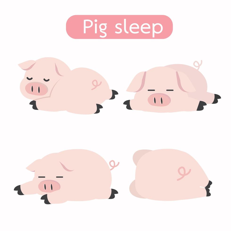 pics Cerditos Rosados Animados https es vecteezy com arte vectorial 1734449 conjunto de lindos cerdos de dibujos animados durmiendo