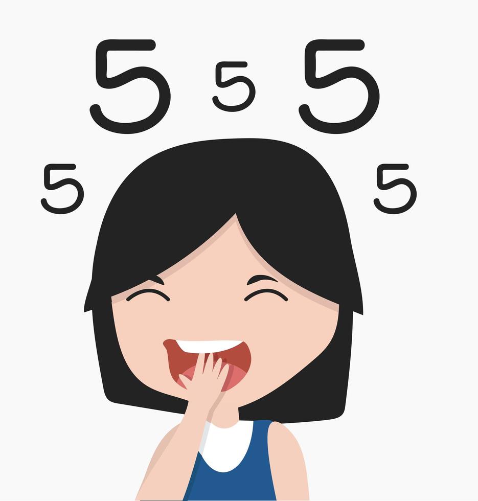 Girl Laughing and Thinking About Numbers vector