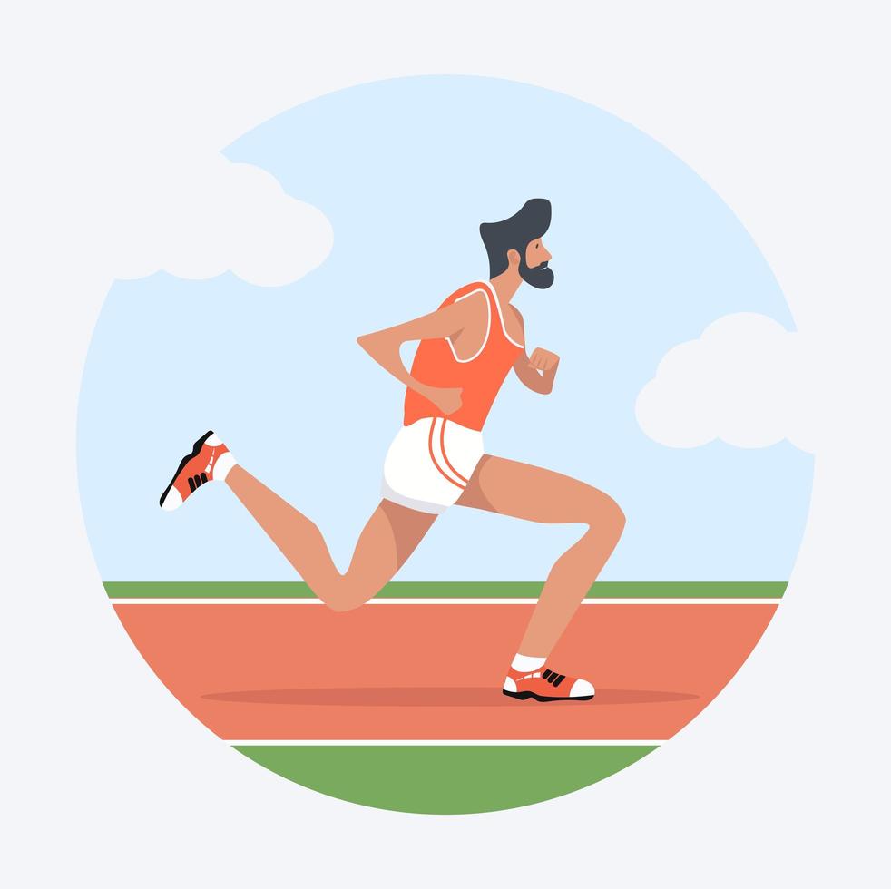 Athletic Man Running on a Track vector