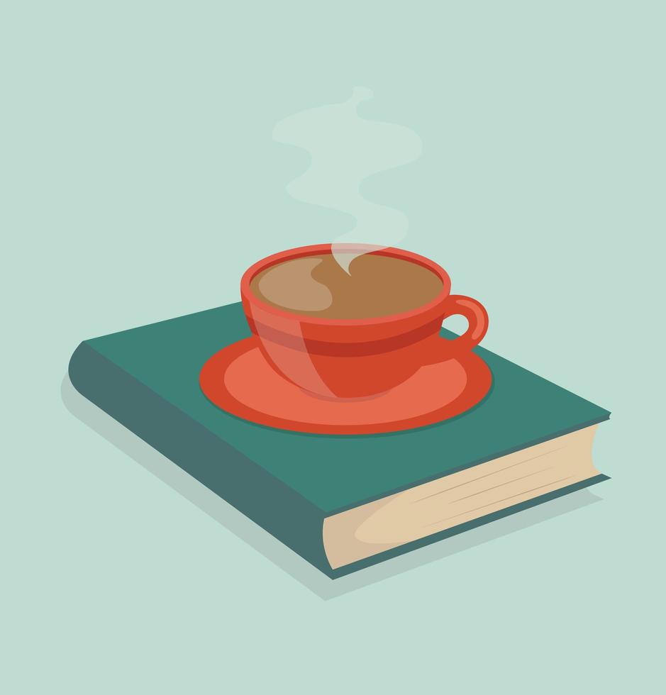 Hot Coffee Cup Resting on a Book vector