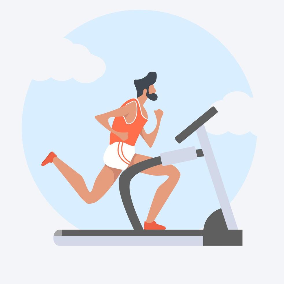 Athletic Man Running on a Treadmill vector