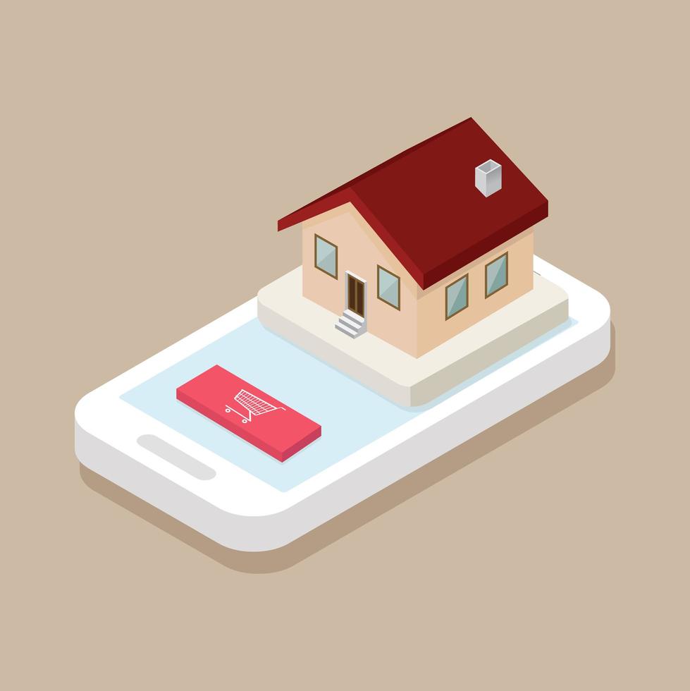 Isometric House on a Smartphone vector