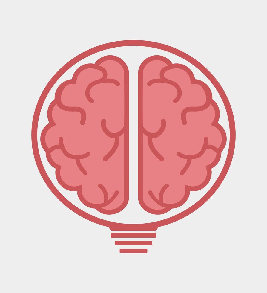 Human Brain Inside Light Bulb, Idea Concept vector
