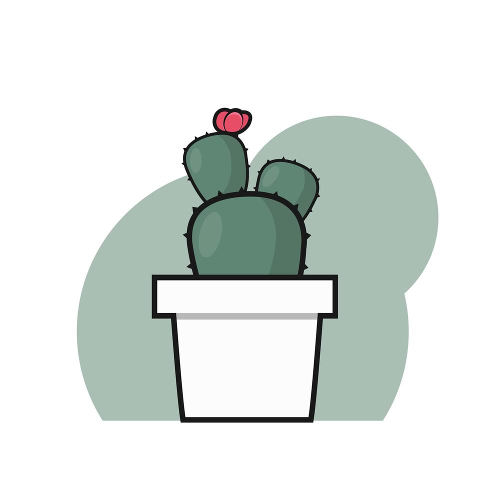 Cute Cactus in a White Pot vector