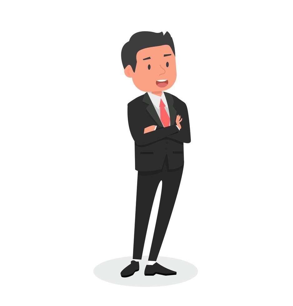 Happy Businessman in Suit with Folded Arms vector