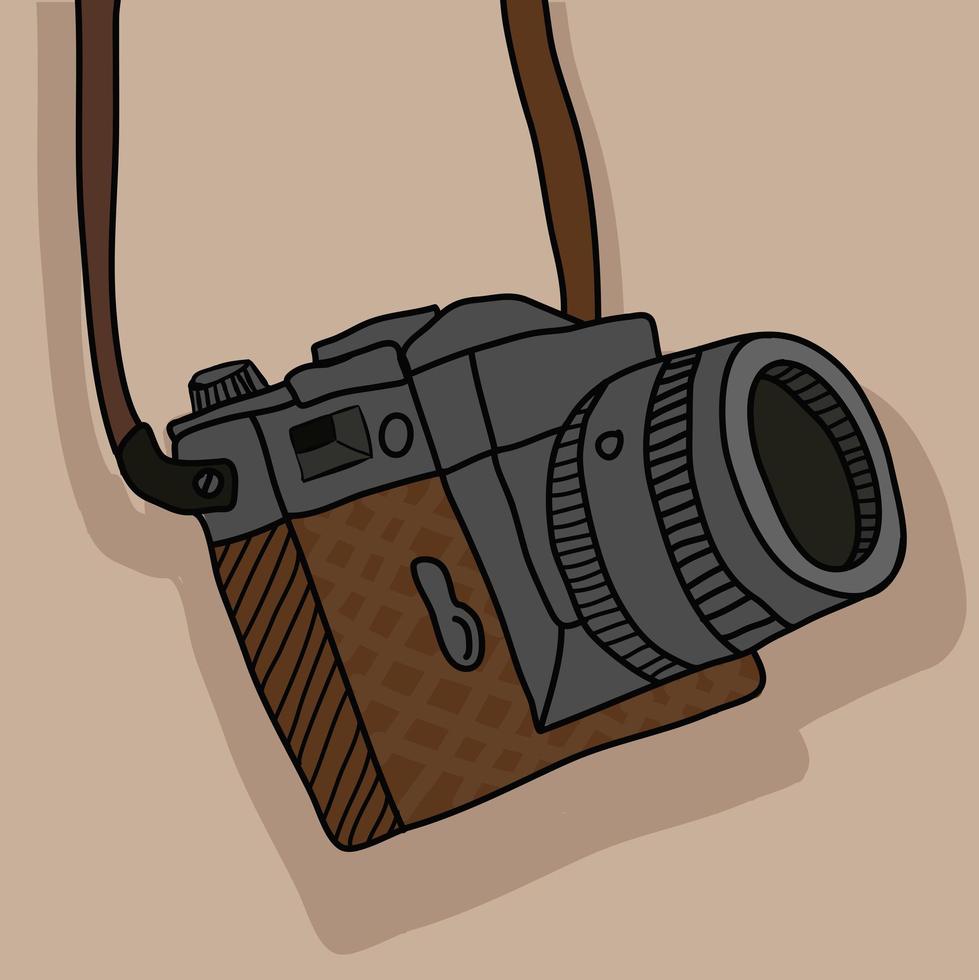 cámara de fotografía vintage con correa vector