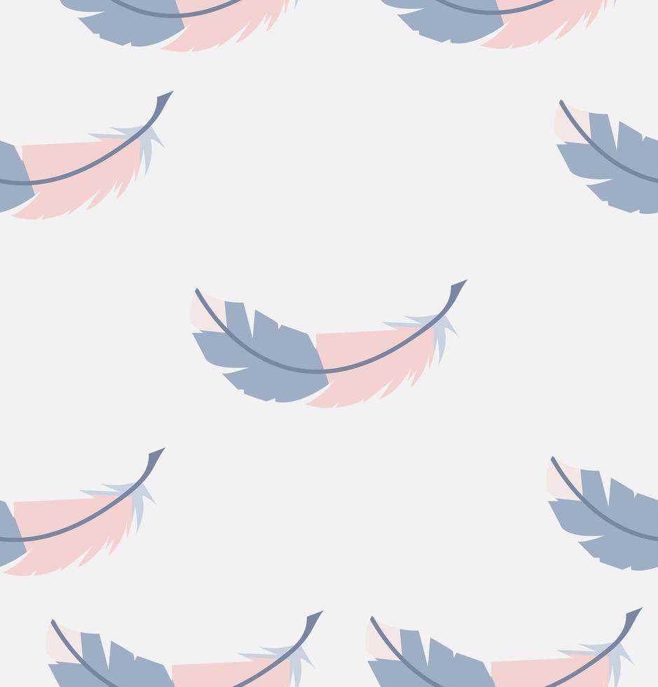 Seamless pattern of pink and blue feathers vector