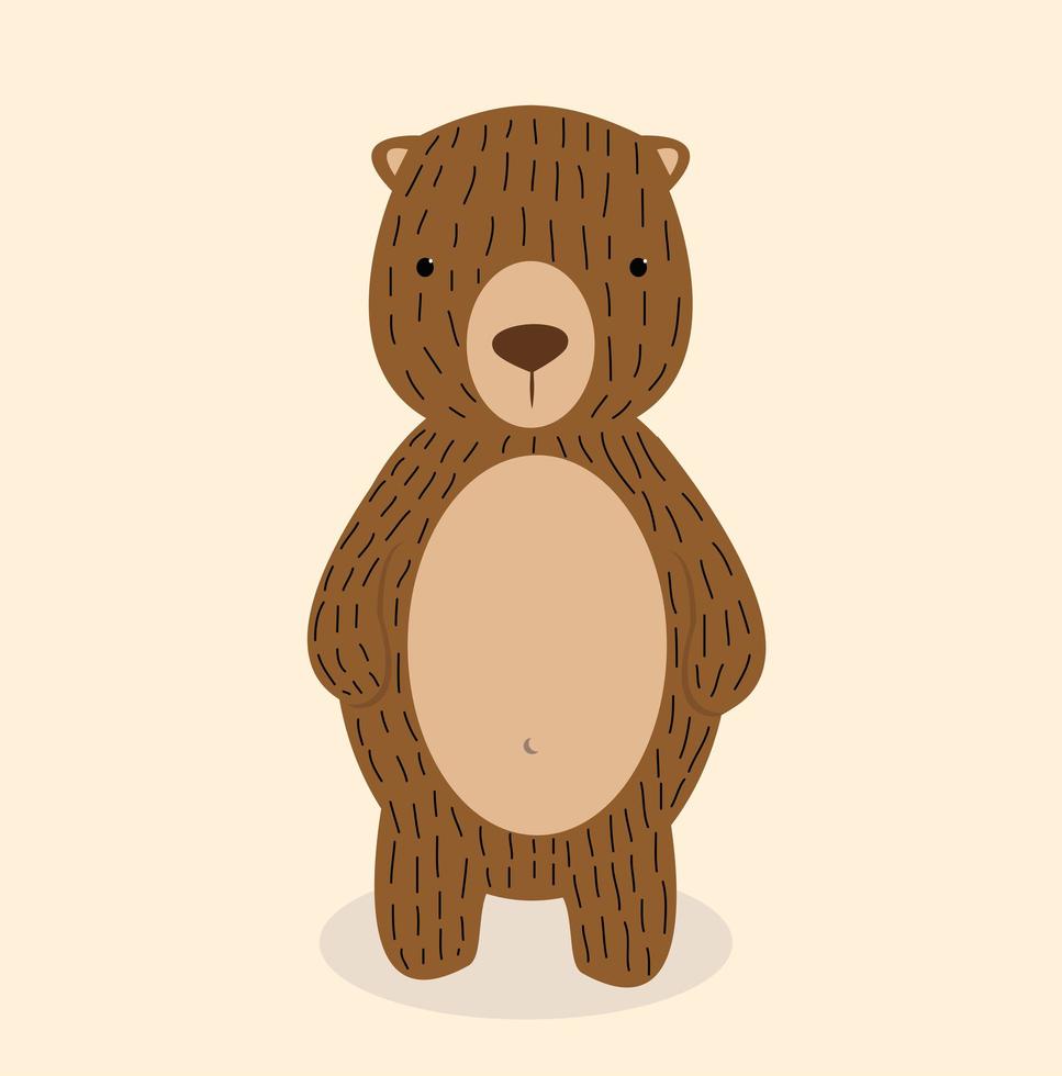 lindo oso de peluche de dibujos animados de pie vector