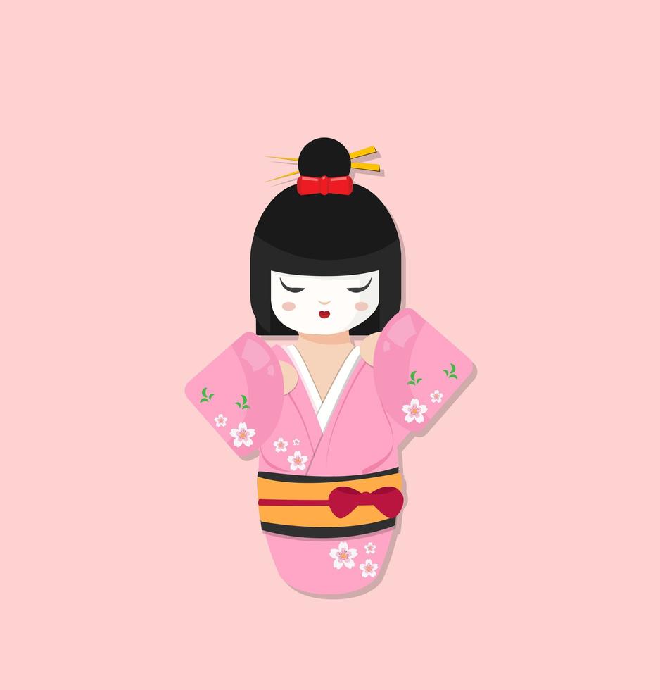 Cute Japanese Geisha doll vector