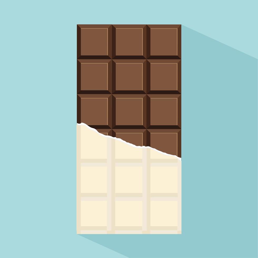barra de chocolate, medio oscura y clara, con sombra larga vector