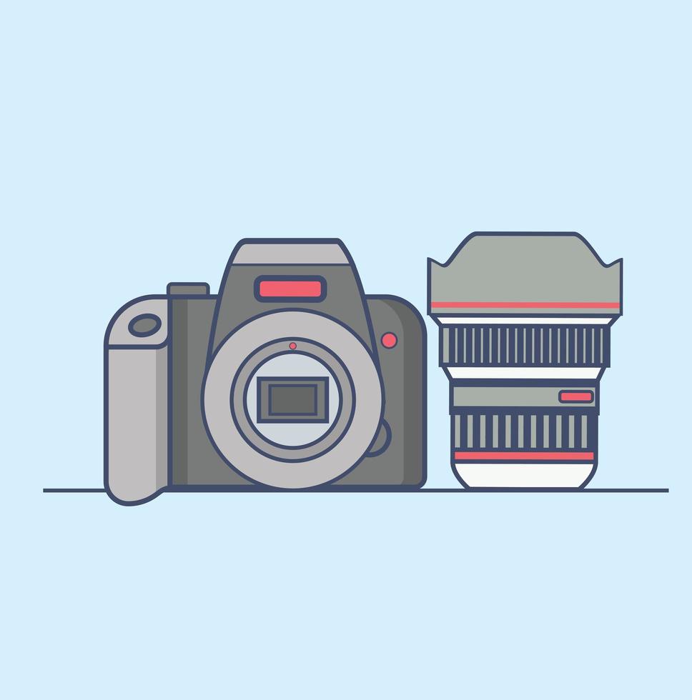 cámara de fotografía con lente separada vector