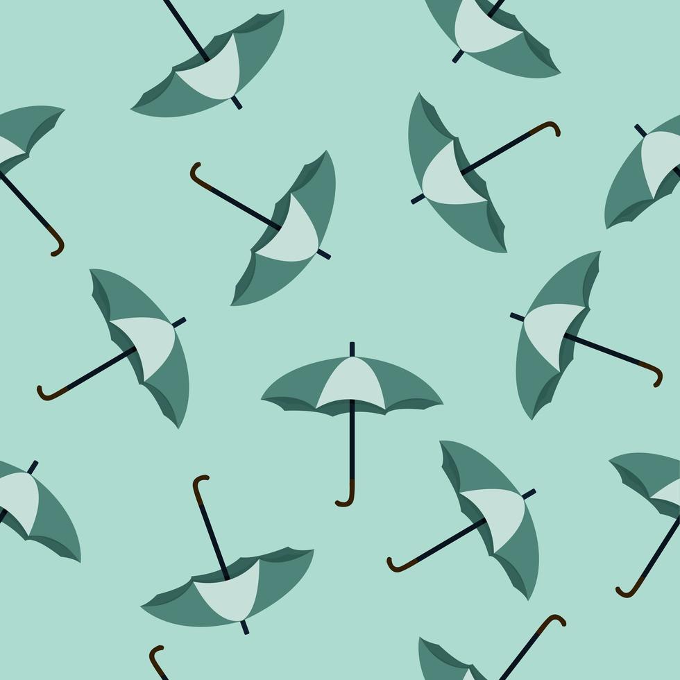 Seamless pattern of green rain umbrellas vector