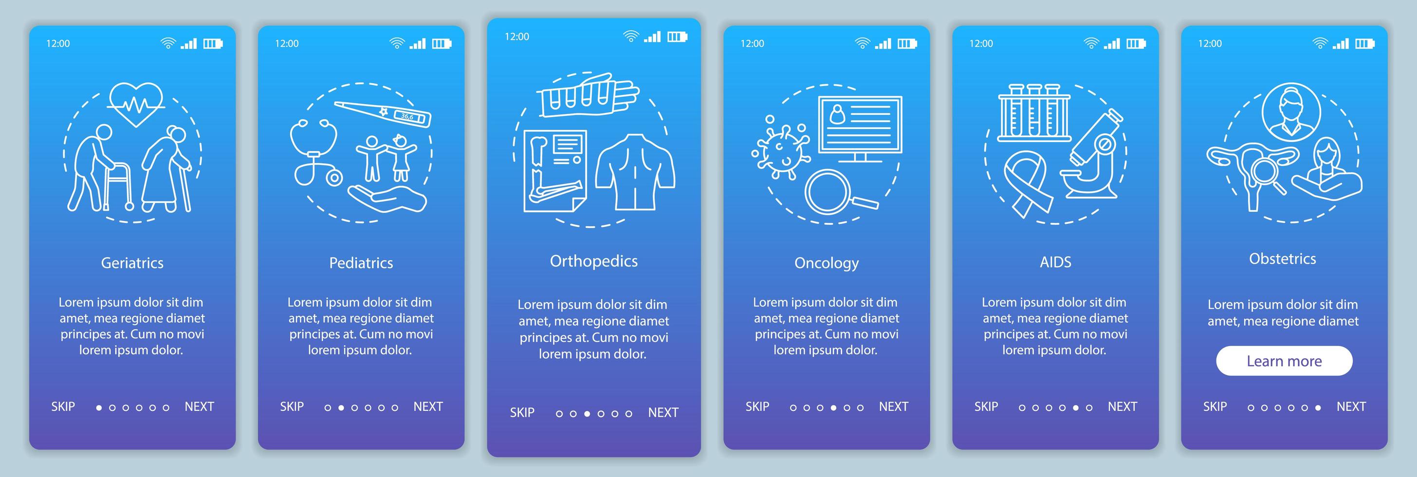 Medical center onboarding mobile app page screen vector