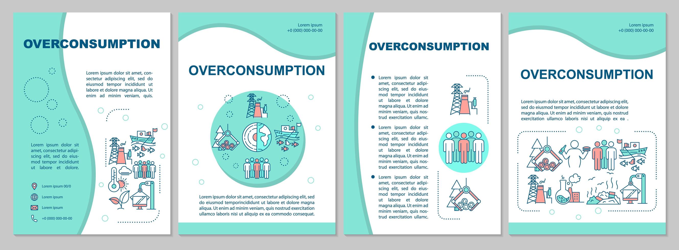 Overconsumption brochure template. vector
