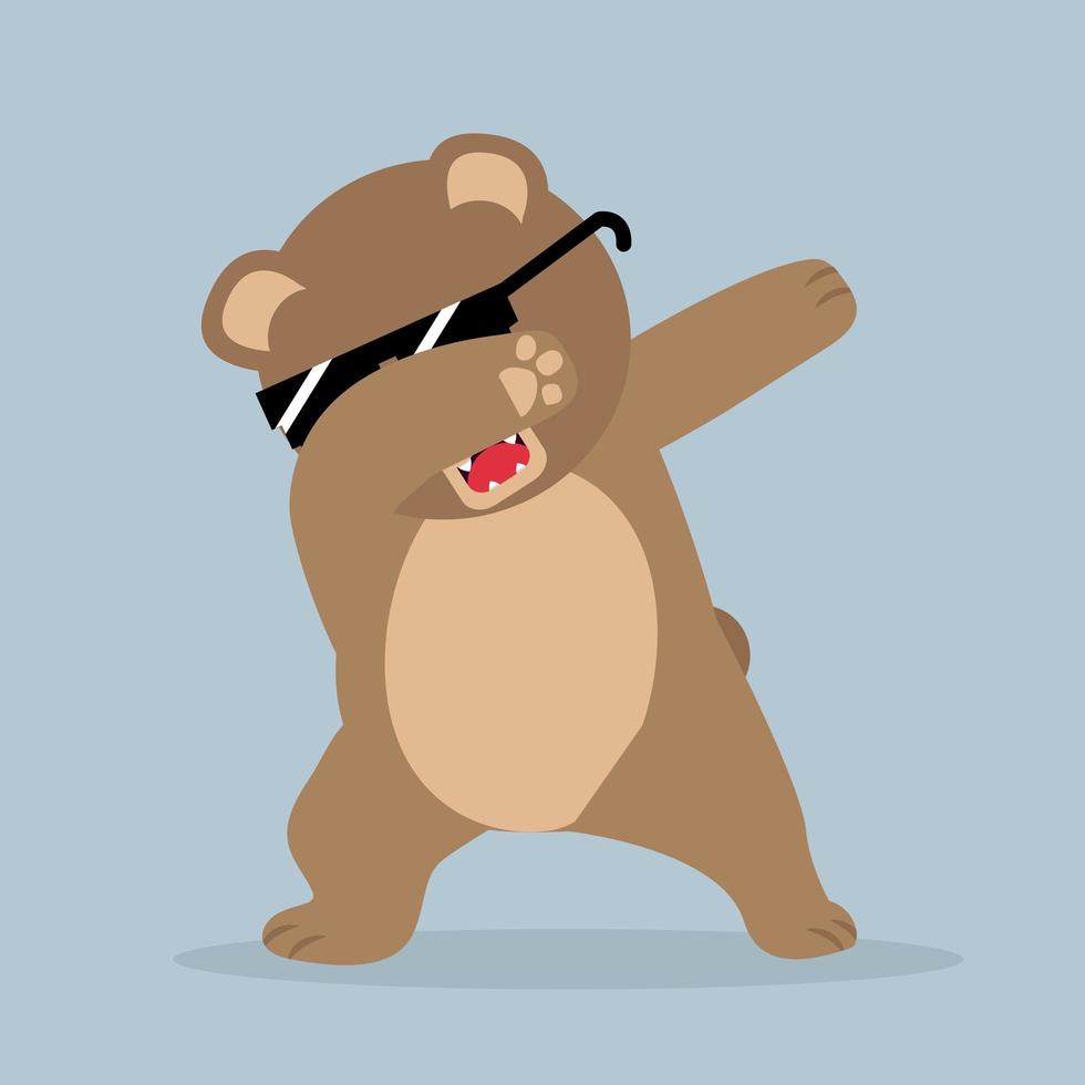 Cool brown bear with sunglasses doing a dab vector