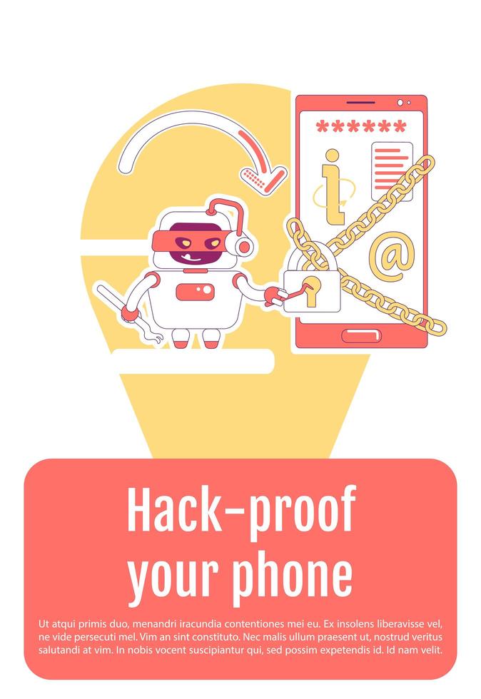 mal bot hack prueba tu teléfono vector