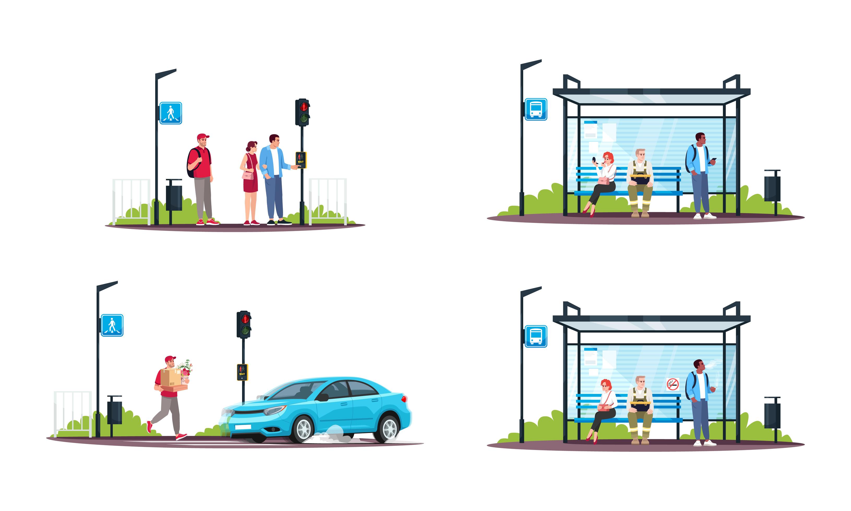 People And Public Transport Set 1734684 Vector Art At Vecteezy