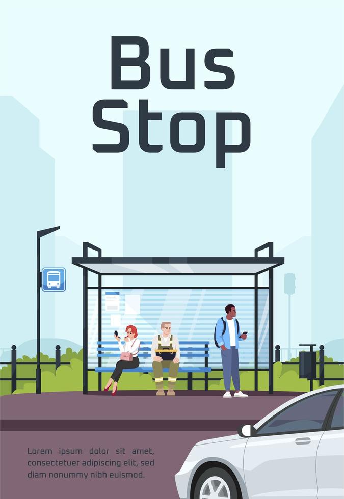Bus stop poster template vector