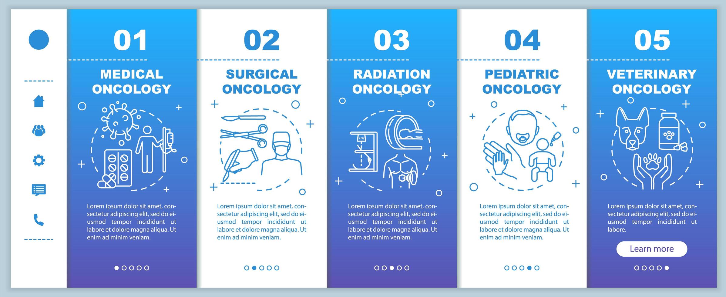 Oncology onboarding vector template.