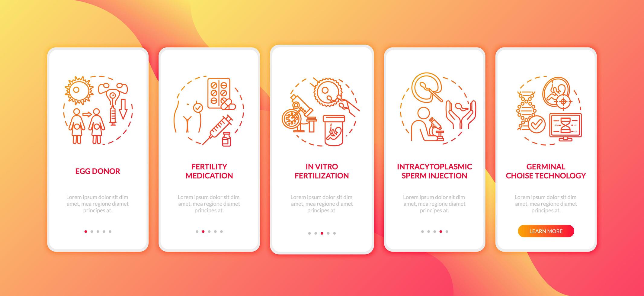 Fertilization onboarding mobile app page screen vector